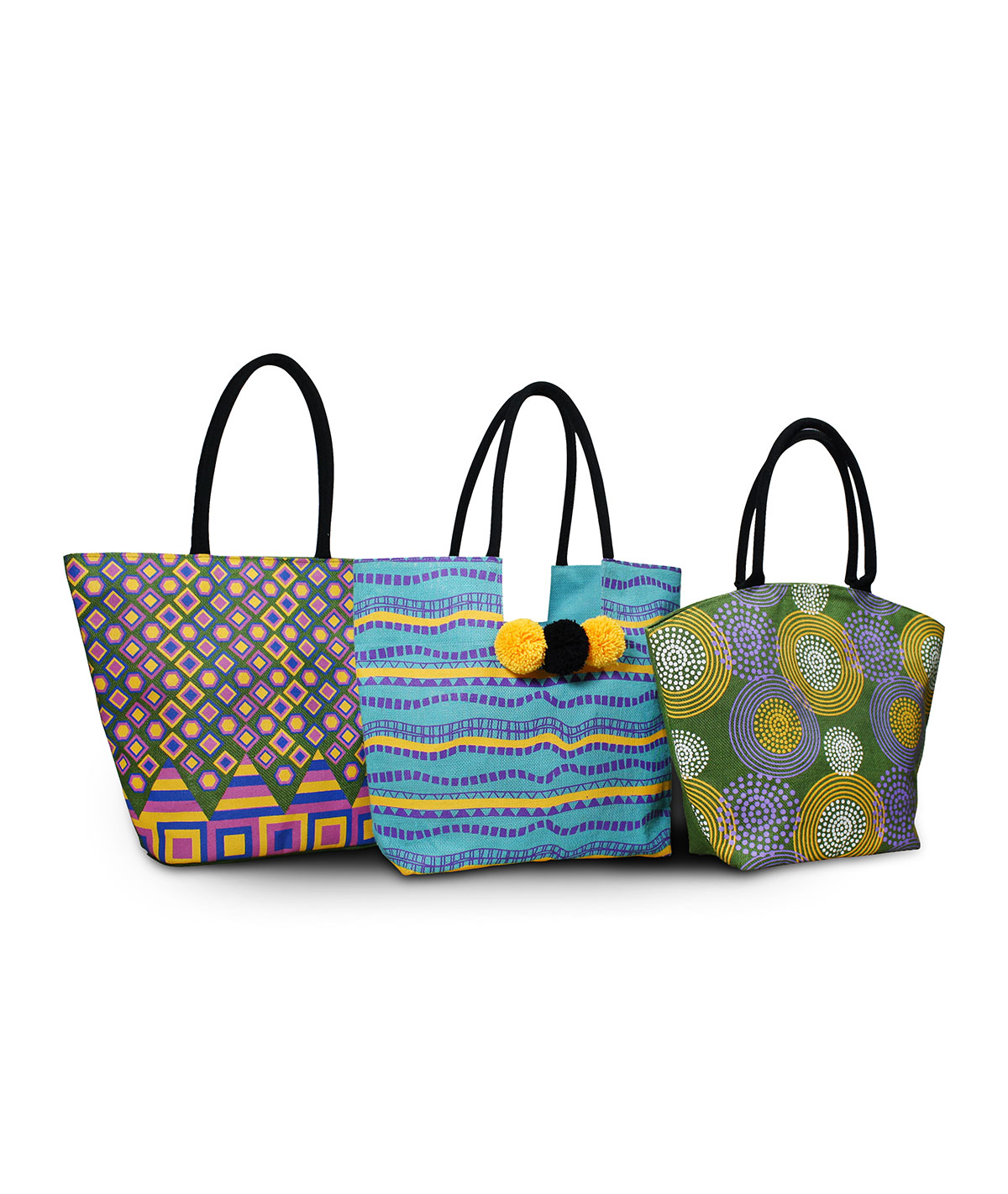 Printed Dyed Jute Beach Bags Collection - Ashoka Exports